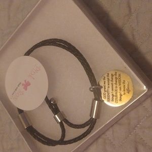 NWT Pink Box Leather & Stainless Steel Serenity Adjustable Bracelet
